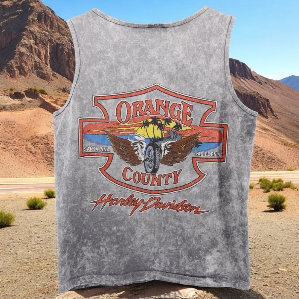 Harley Davidson Orange County‎ Brushed Grey Athletic Motorcycle Tank Size M